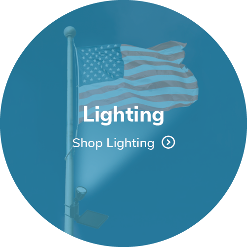 United States flag flying from flag pole with spotlight - Shop Lighting