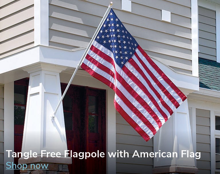 United States flag flying from the tangle free flagpole