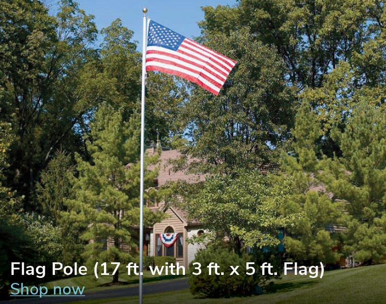 United States flag flying from 17 foot flag pole