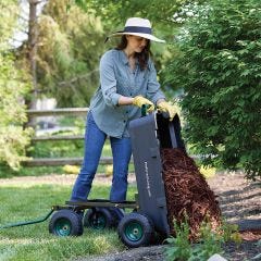 model dumping leaves out of cart 