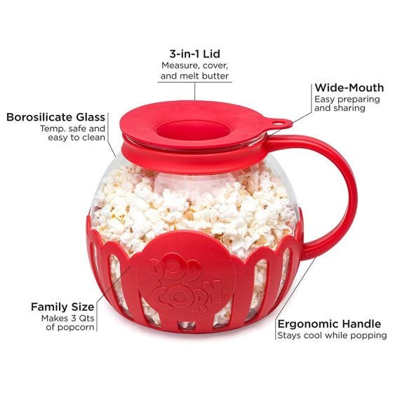 Glass Microwave Popcorn Popper
