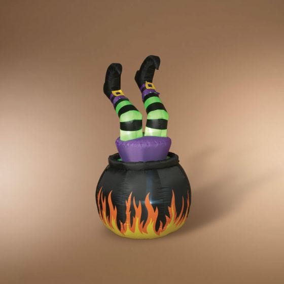 5' Animated Inflatable Witch in Cauldron  