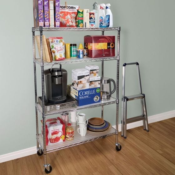 14” Deep 4-Tier Chrome Shelf 