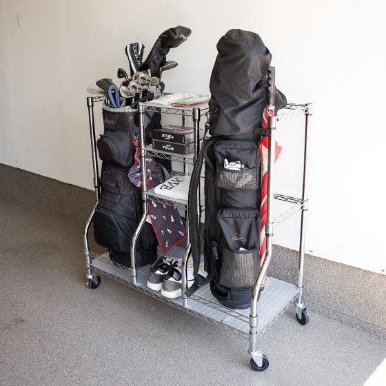 golf organizer in the garage 