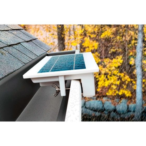 Side view of Security Flood light on gutter