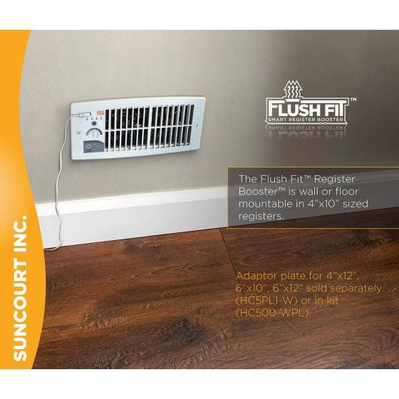 4" x 10" Automatic Register Booster Fan 