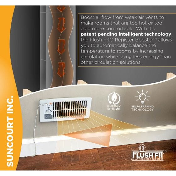 4" x 10" Automatic Register Booster Fan 