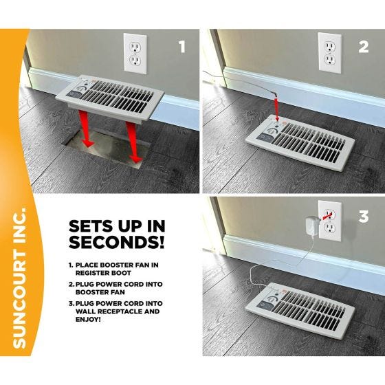 4" x 10" Automatic Register Booster Fan 