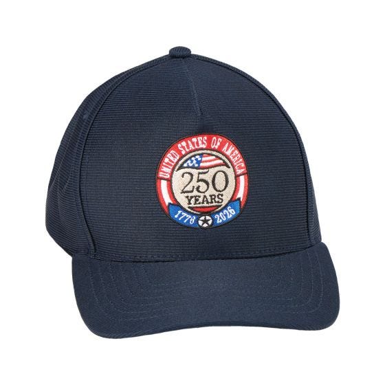 front of navy cap