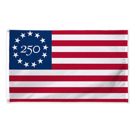 Betsy Ross 250th anniversary Flag on white
