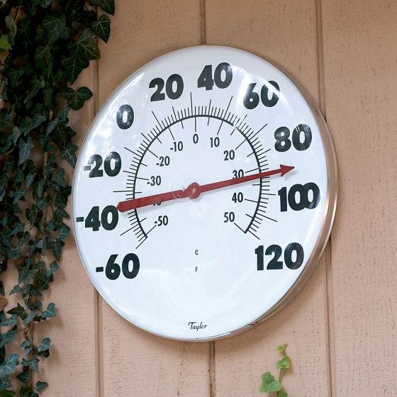 Giant Thermometer 18 In, Large Outdoor Thermometer