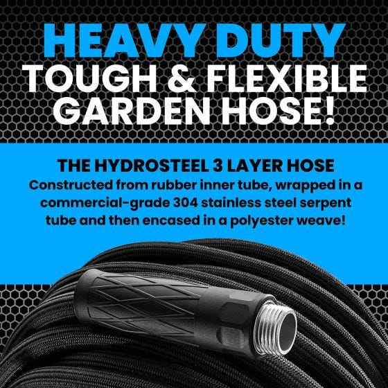 HydroSteel 100' Hose with Plastic Nozzle 