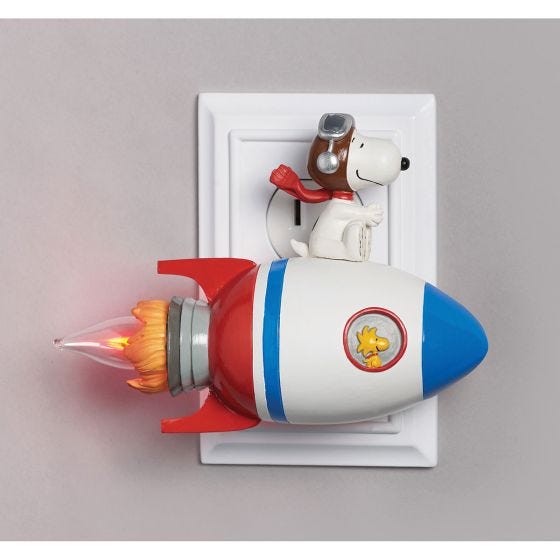 Snoopy Rocket Night Light with Flicker Bulb