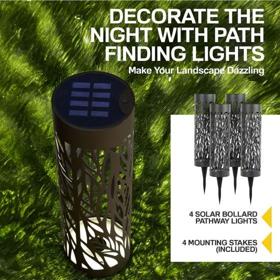 Solar Bollard Pathway Lights (set of 4) 