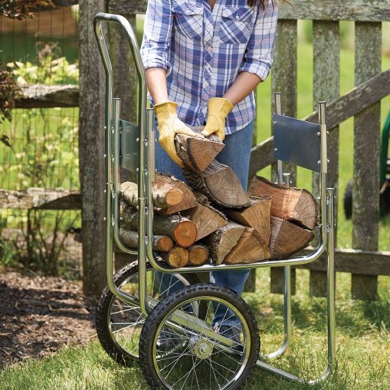model stacking logs onto cart 