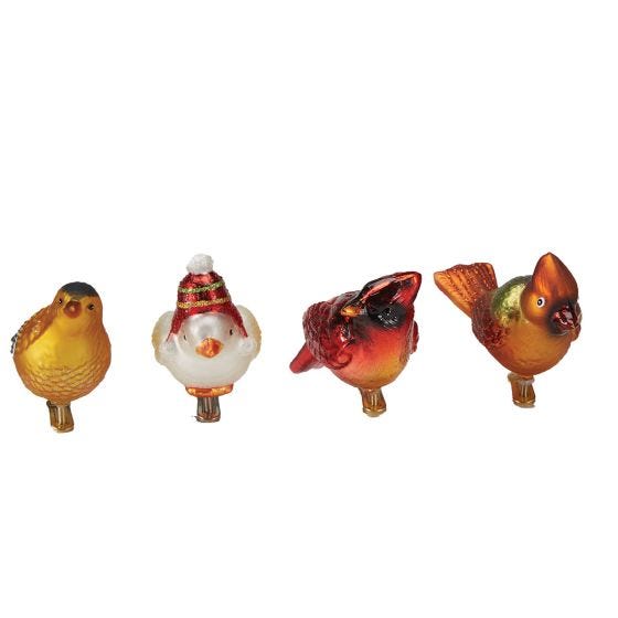 Set of 4 Bird Ornaments