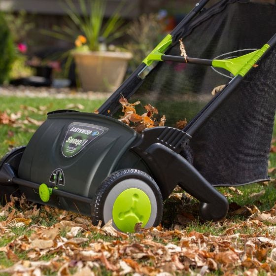 leaf collector in use