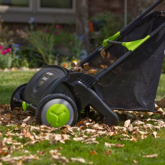 leaf collector in use 