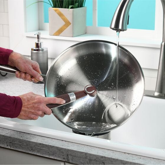 Horsepower Pocket Pony cleaning kitchen pan 