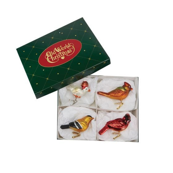 Set of 4 Bird Ornaments
