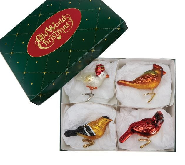 Set of 4 Bird Ornaments