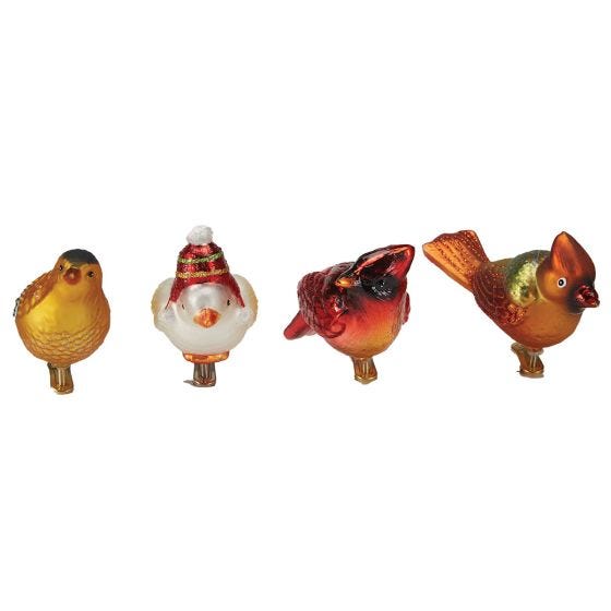 Set of 4 Bird Ornaments