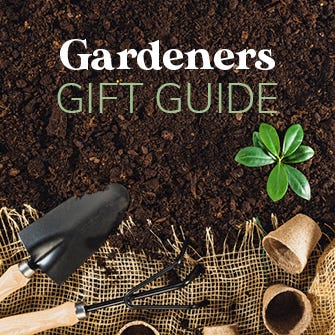 Gardener's Gift Guide thumbnail with a variety of gardening tools