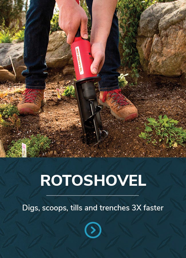 Rotoshovel Planter being used in garden