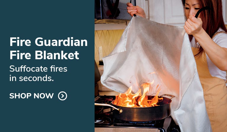 Fire Guardian Fire Blanket - Suffocate fires in seconds. shop now.