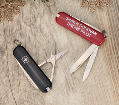 Stocking Stuffers showing swiss army knives